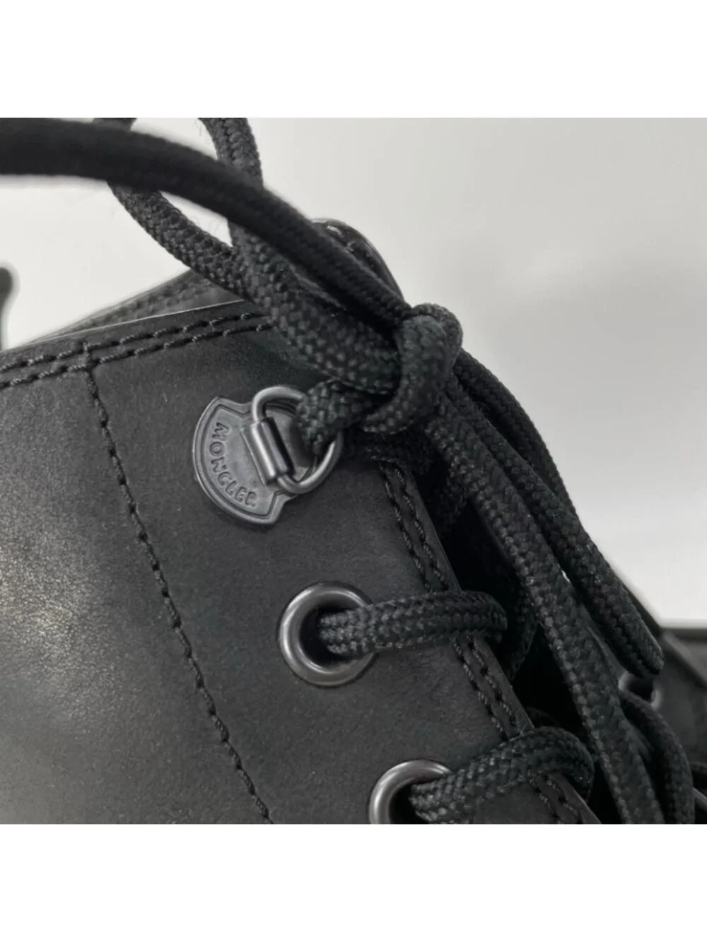 Moncler Hevea City Smooth Leather Rubber Logo Lace-up Ankle Boots